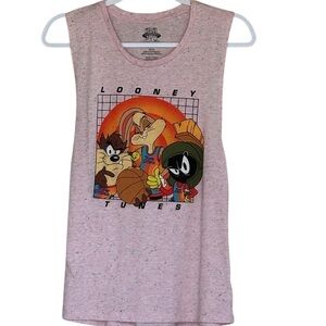 Space Jam Movie Looney Toons Warner Brothers Speckled Sleeveless Shirt SzS (3-5)